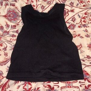 Aura Black Ribbed Knit Top